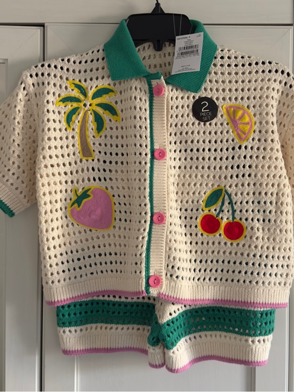 Next Ecru Embroidered Shirt & Shorts Set Girls Size 7 Years